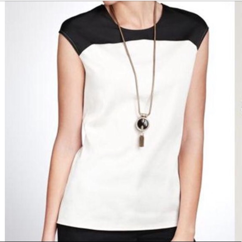 Ann Taylor ColorBlock CapSleeve Blouse